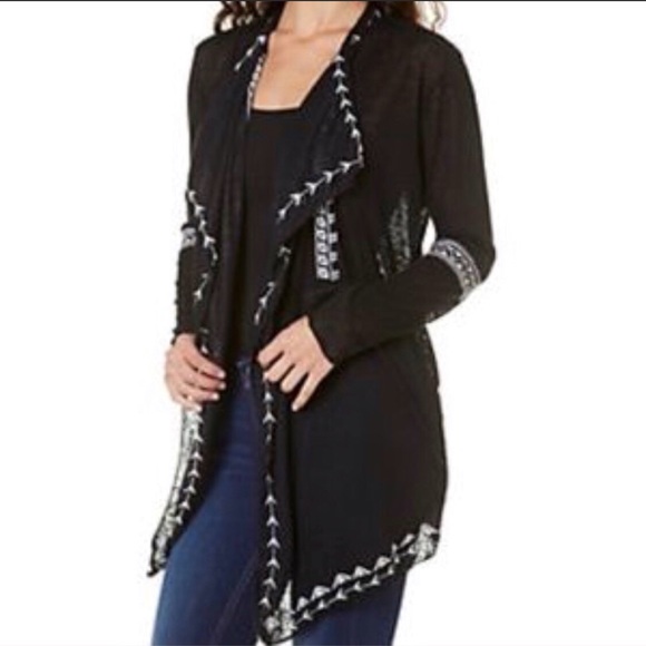 4/$25 ⭐️ Haute Project Black Embroidered Cardigan - Picture 1 of 8